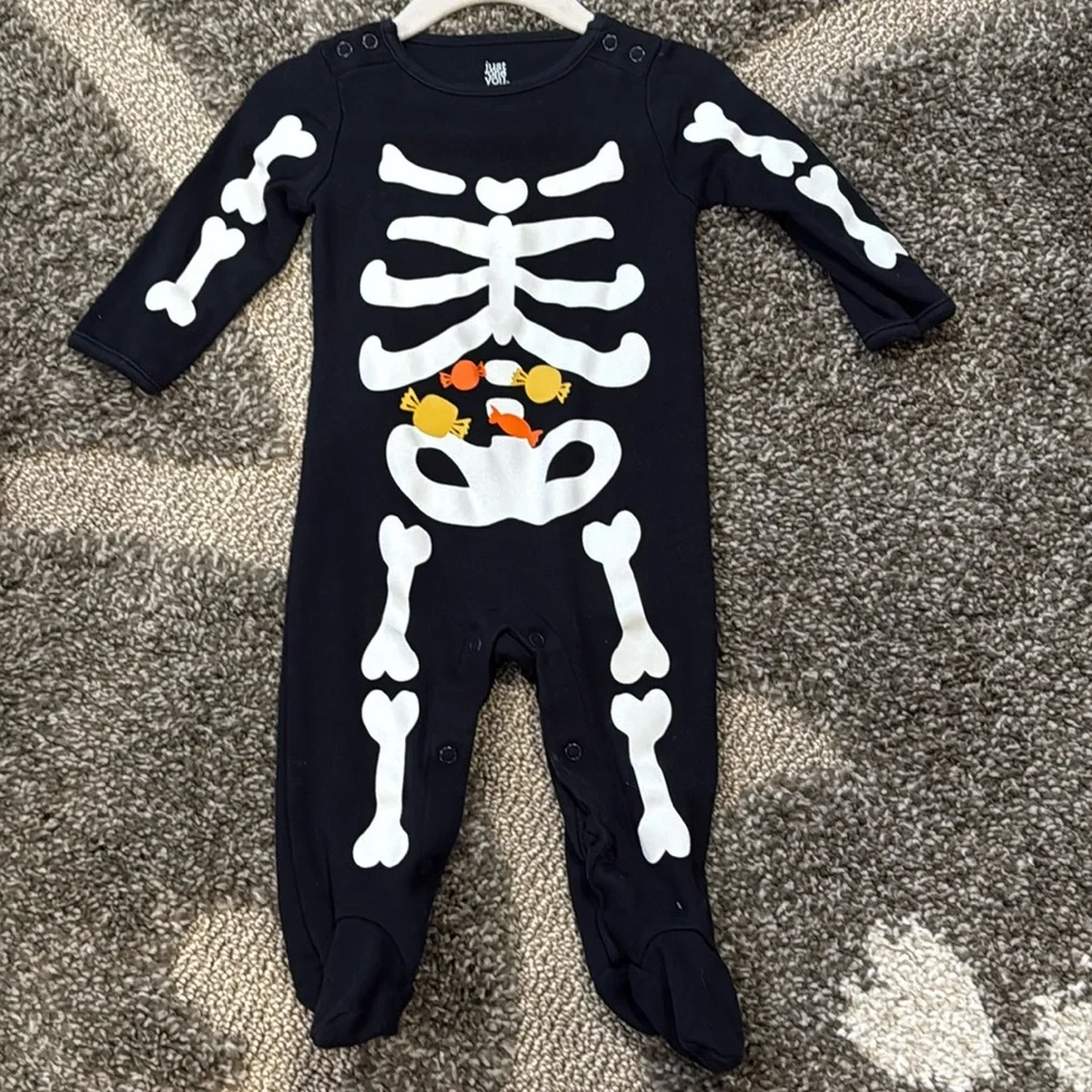 Just One You Carters Baby Boy Black Skeleton Candy Footed Pajamas Sleeper 9M